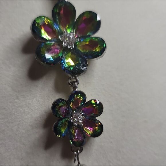 Betsey Johnson Flower Multicolor Watermelon Crystal Silvertone Necklace … - Picture 2 of 5